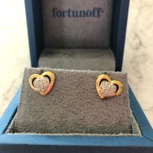 Gold and Silver Heart Earrings